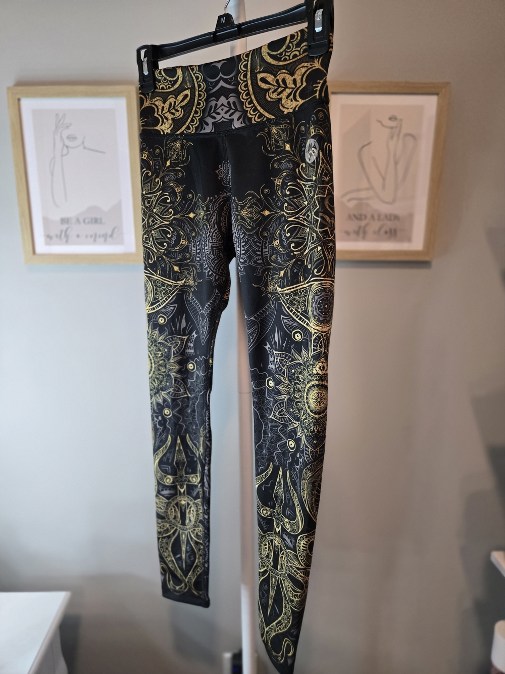 Black & Gold Mandala Print High-Rise Leggings